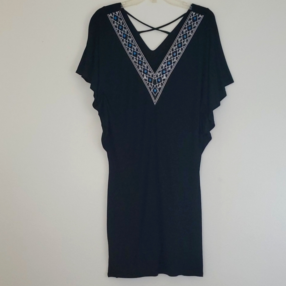 Wearabouts Black Embroidered Beaded Tunic Top S